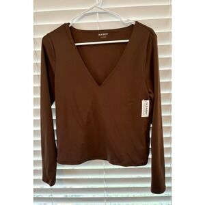 Old Navy Women's Brown Long Sleeved Body Suit Size Large NWT